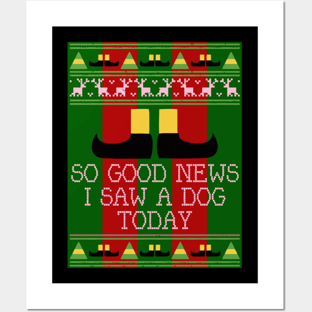 Good News Elf Quote Christmas Knit Wall Art by joeysartworld